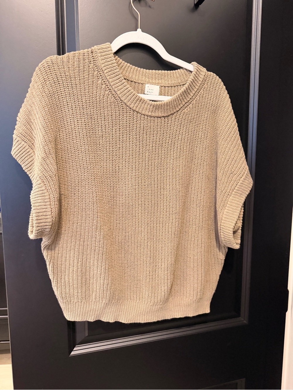 a new day Short-Sleeve Crewneck Sweater Top - Tan